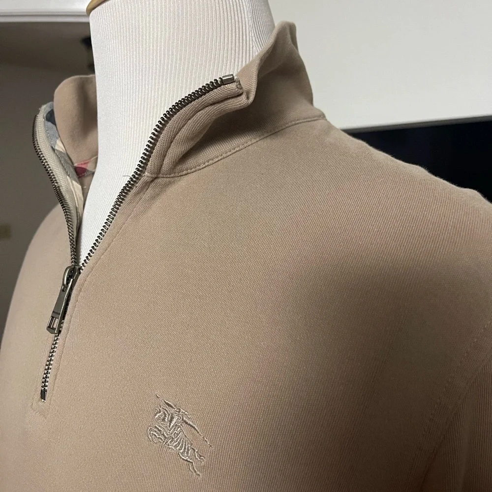 Burberry Men's Nova Check Half-Zip Pull up Rugby Jacket - Picture 3 of 10